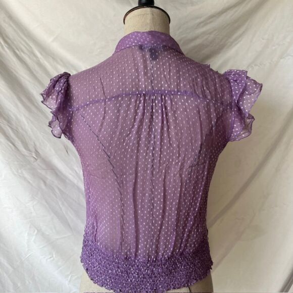Bebe Xs sheer purple vintage flowy top - Picture 5 of 6